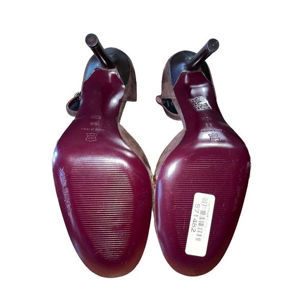 Via Spiga Brown Suede/Leopard Design Suede/Pony Womens Size 10 Round Toe - Picture 7 of 8